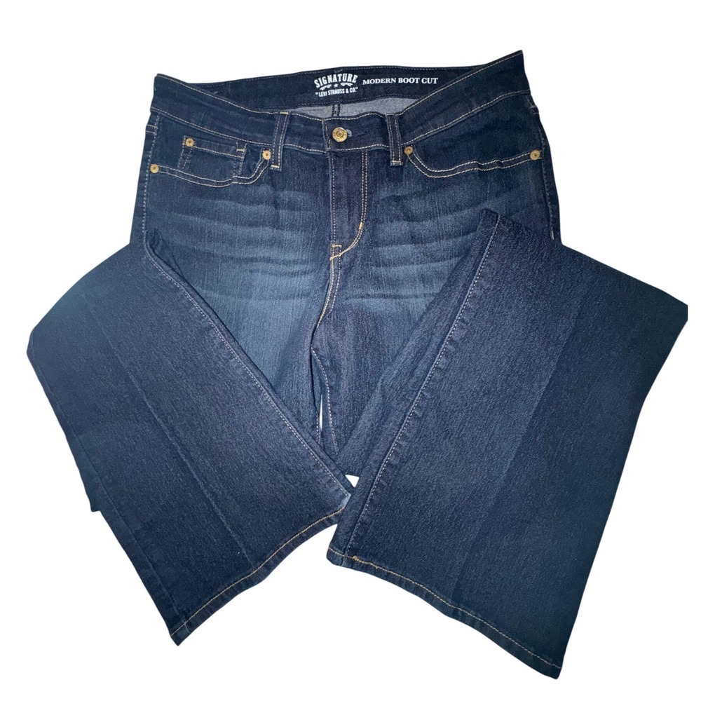 Signature by Levi Strauss & Co Modern Bootcut Jeans Dark Wash Blue Women 31x31.5